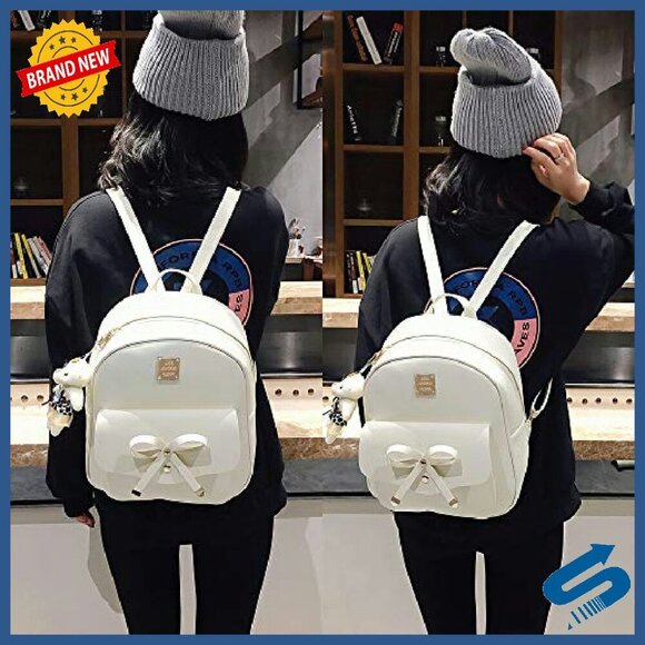 Mini Leather Backpack Purse with Bowknot - 3-Piece Set for Women main image 7